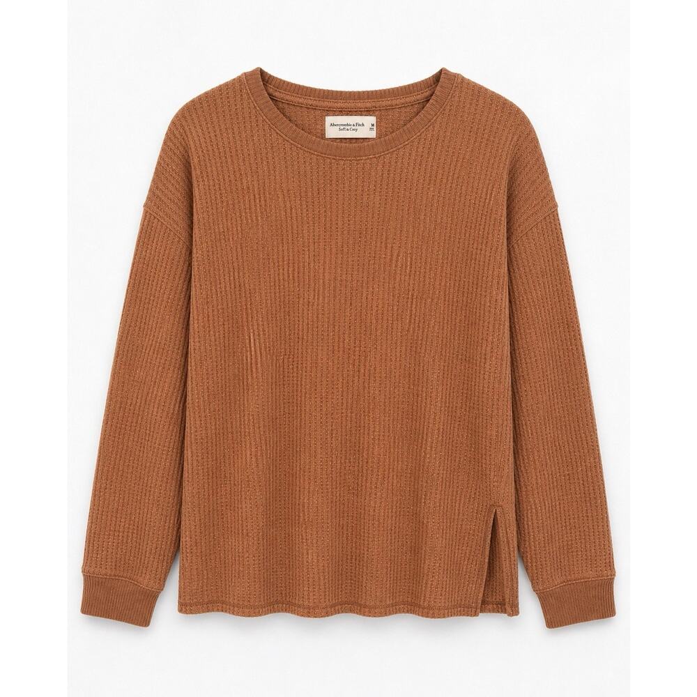 Abercrombie & Fitch Brown Waffle-Knit Crew Neck Pullover Sweater Men's M